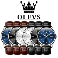 שעוני OLEVS יוקרתיים לעסקים עם רצועת עור מקורית, עמידים במים, איכות גבוהה, שעוני יד לגברים 6