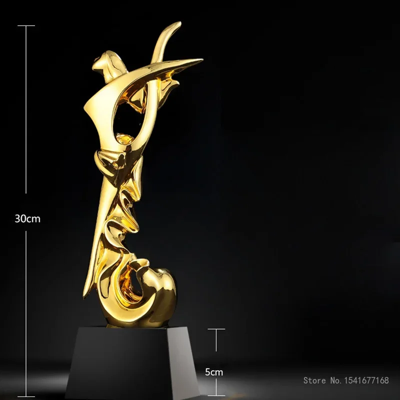 Customized Resin Trophy Award, Electroplating Golden Cup, Sports Trofeo, Educational Excellent Company, Competition Toy, 1Pc