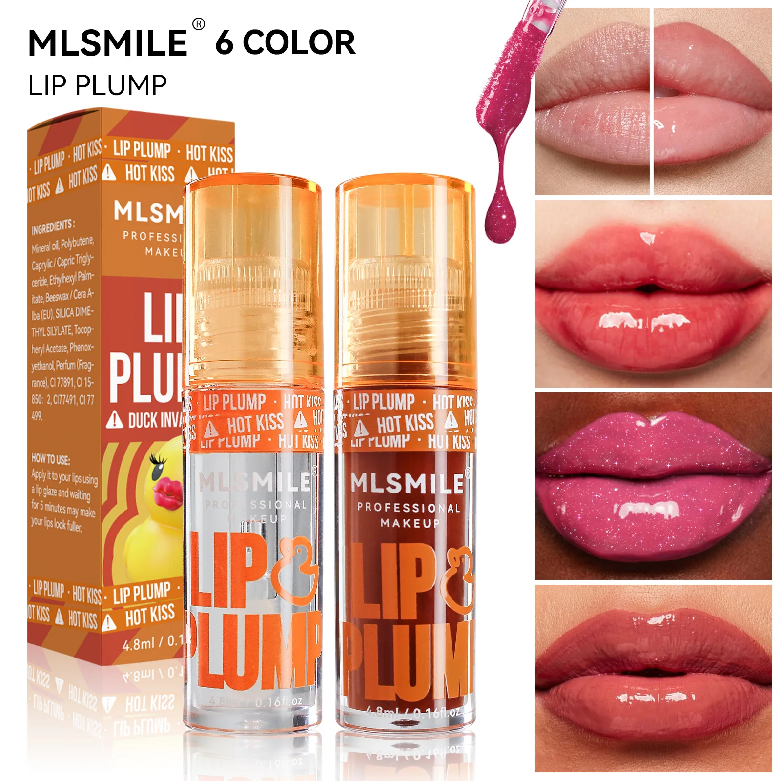 Duck Lip Plump Lip Oil long-lasting Moisturizing Lip Gloss Mirror Water natural Transparent No Sticky Gloss Pearl Lip Glaze Set 3
