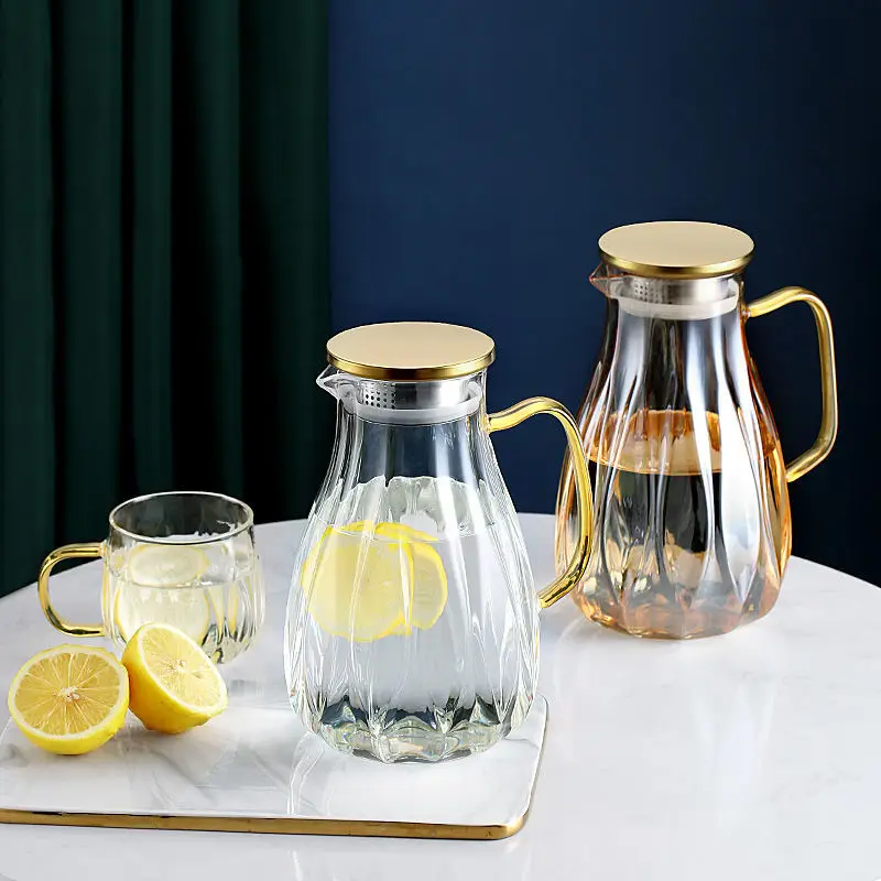 Glass Pitcher - 68oz Water Pitcher with Lid and Spout - Refined