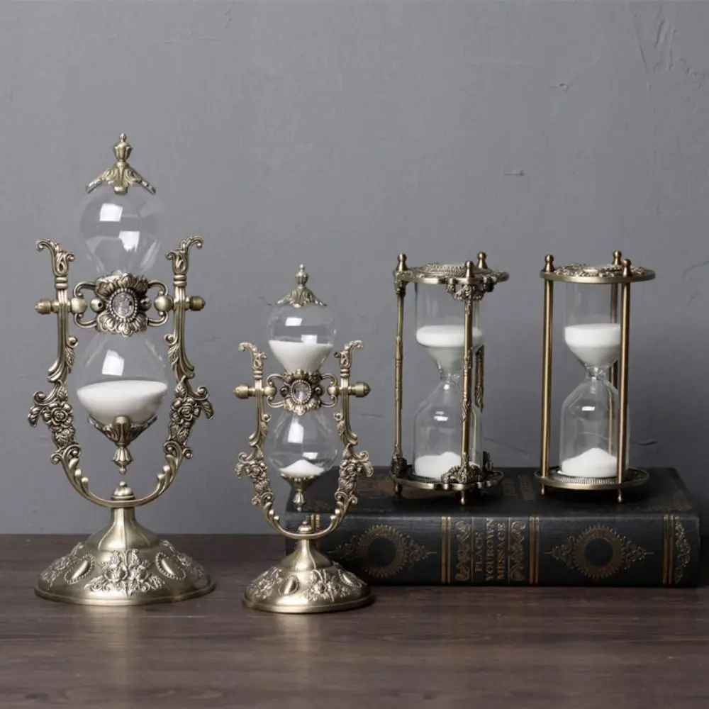 

Golden Hourglass Timer Cabinet Porch Decor Vintage 15/30 Minutes Home Ornament Embossed Gift Sandglass Home Decoration