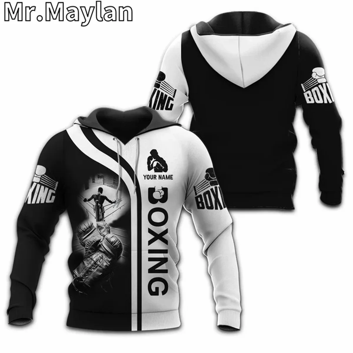 

CUSTOM GIFT FOR BOXING LOVERS BLACK & WHITE 3D Hoodie Men/Women Sweatshirt Streetwear Zip Pullover Casual Jacket Tracksuits-01