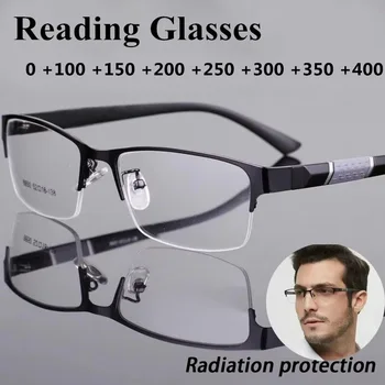 Anti luz azul óculos de leitura para homens, retro, negócios, hiperopia, 1,0 a 4,0 1