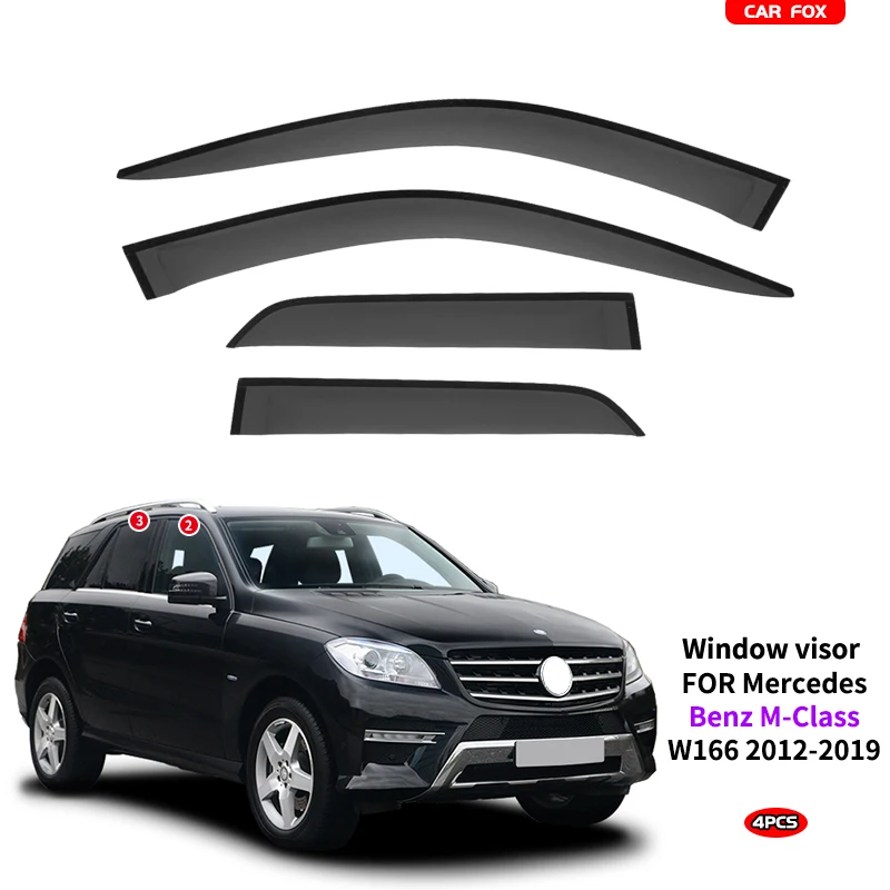 

For MERCEDES Be-nz M Class W164 W166 2008 TO 2015 ML250 ML350Present Plastic Window Visor Vent Shades Sun Rain Deflector Guard