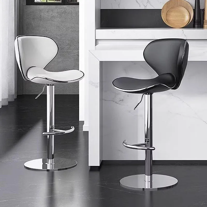 

Leather Stylish Bar Stool Steel Silver Adjustable Metal White Swivel Nordic Chair Design Black Barkrukken Home Furniture