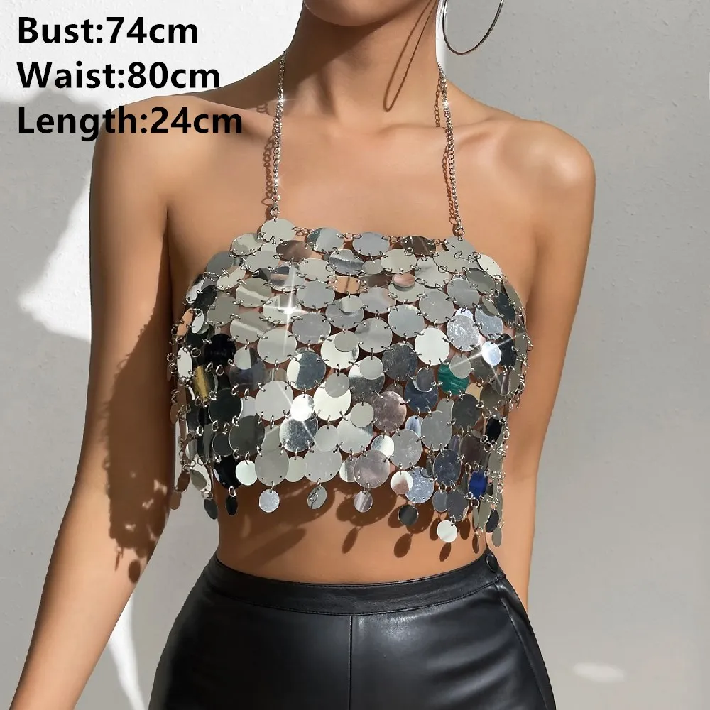 Sequin Tank Top Sparkling Backless Shiny Glitter V Neck Crop Cami Top  Glitter Bra Tops for Night Club Costume Party Outfit - AliExpress