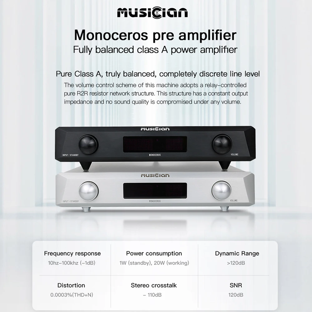 

Musician Monoceros HIFI Fully AMP Home Audio Power Amplifier with Remote Control Balanced Class XLR RCA R2R Pre Stereo Crosstalk