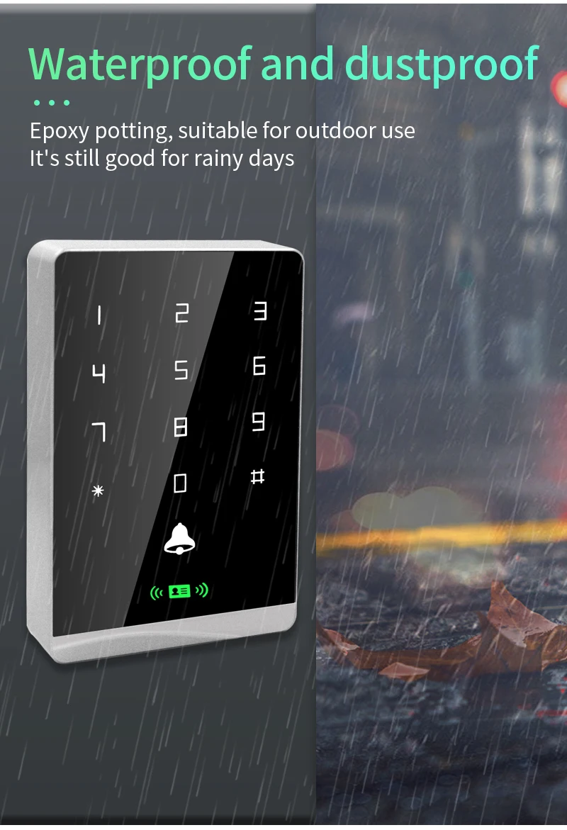 Dual RFID 125Khz+13.56MHz NFC Reader Outdoor Access Control Keypad IP67 Waterpro