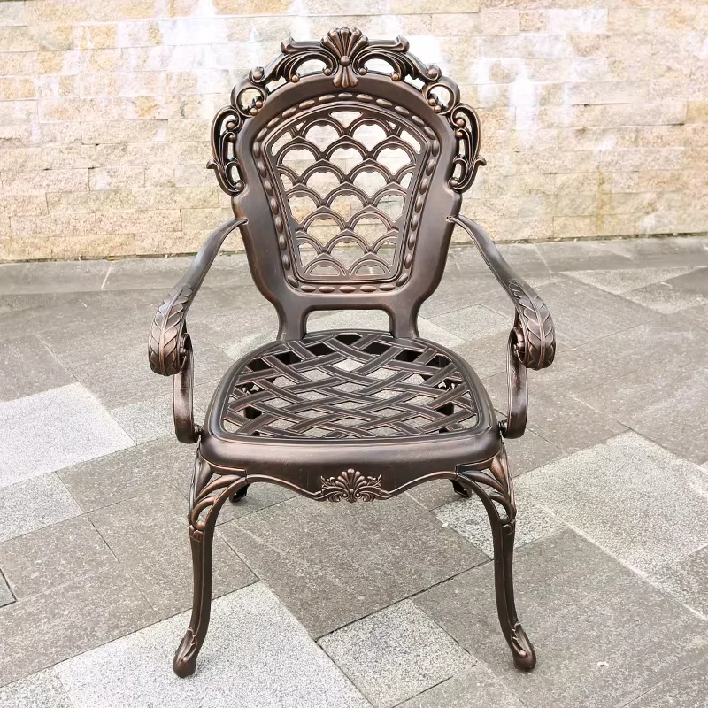 New Evane Cast Aluminum Chair Rust-Resistant Metal Chairs Courtyard Garden Hotel Urniture Terrace Waterproof Patio Metal Chair