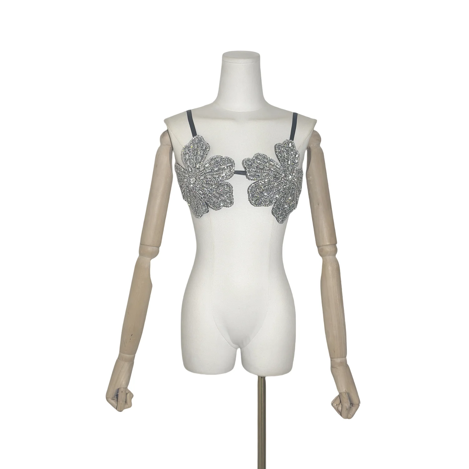 Sparkly Flower Sexy Women New Glamourous Rhinestone Bra Top Glittering Floral Diamond Embellished Bralette Streetwear Beachwear