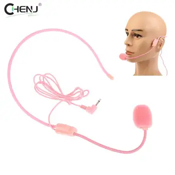 1 pz 3.5MM headwear microfono cablato auricolare amplificatore vocale rosa altoparlante suono chiaro microfono per guida di conferenza insegnante di discorso