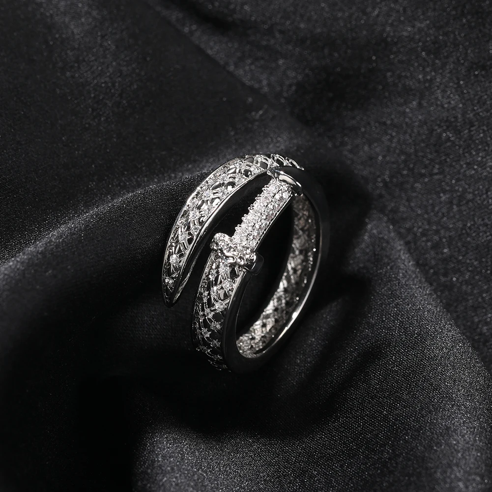 Uwin Sword Rings, Iced Out Square Rings, Rapper Style Jewelry