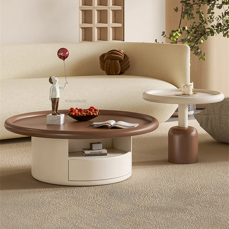 Nordic Solid Wood Coffee Tables for Caf&eacute; Furniture Side Table Living Room Light Luxury Cream Style Creative Upscale Tea Tables