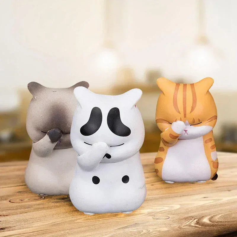 Pet Cat Cake Decoration Figurine Model Toys Kawaii Distressful Kitten Cat Figure Mini Animals Home Ornament Kid Xmas Gift