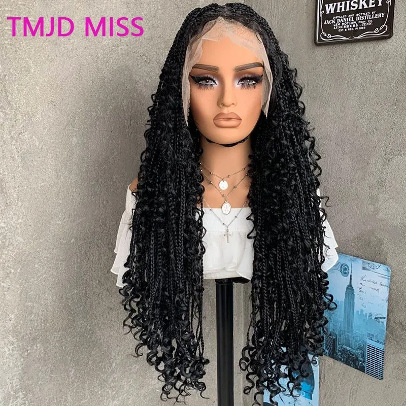 

2024 New Full Lace Braided Wigs For Women African Triple Braids 22inch Long Curly Hair Daily Use Braiding Hair Crochet Hair