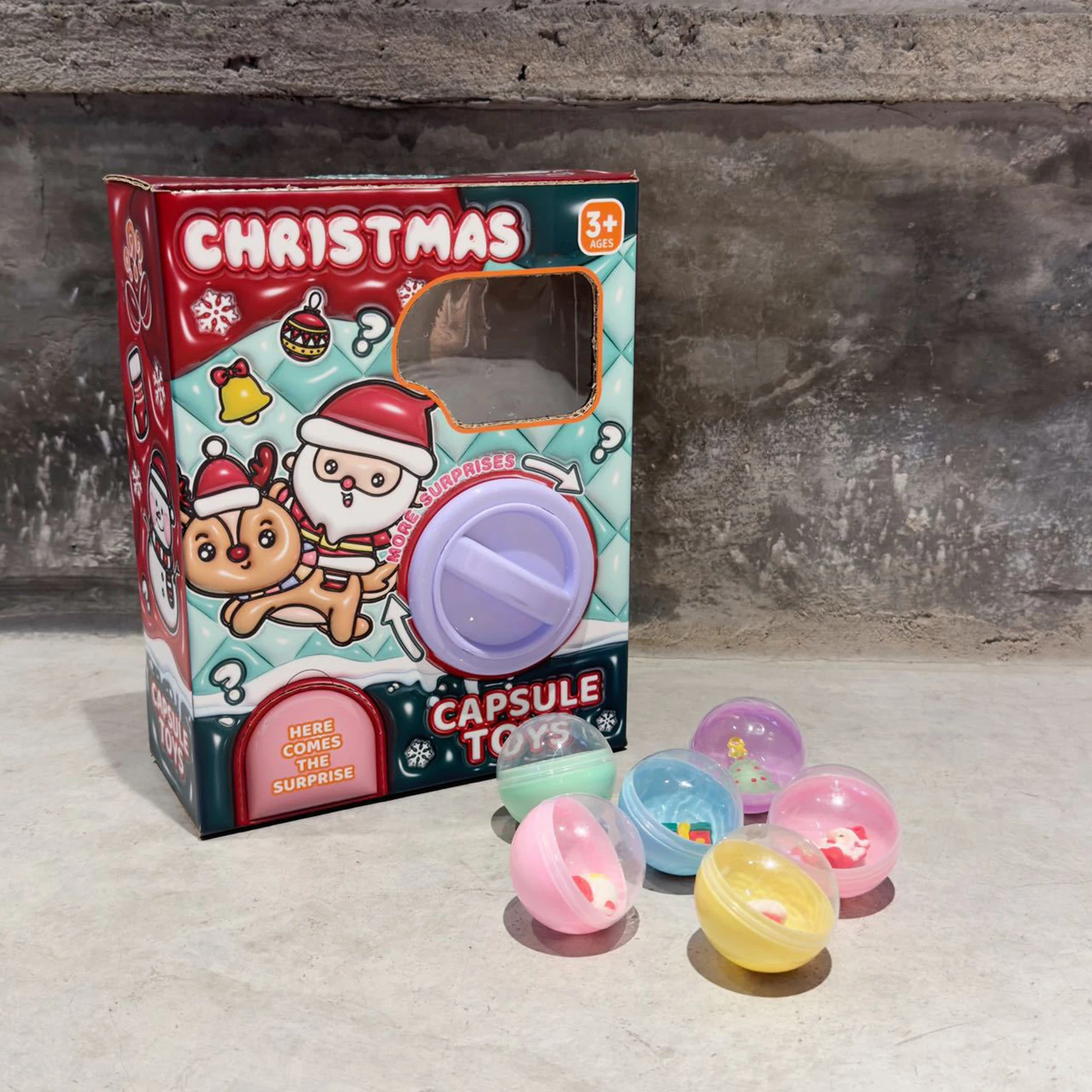 Christmas Egg Kids Toys Gashapon Machines with 6pcs Random Capsule Toys Egg Twisting Machine Cardboard Box Surprise Blind Box 2