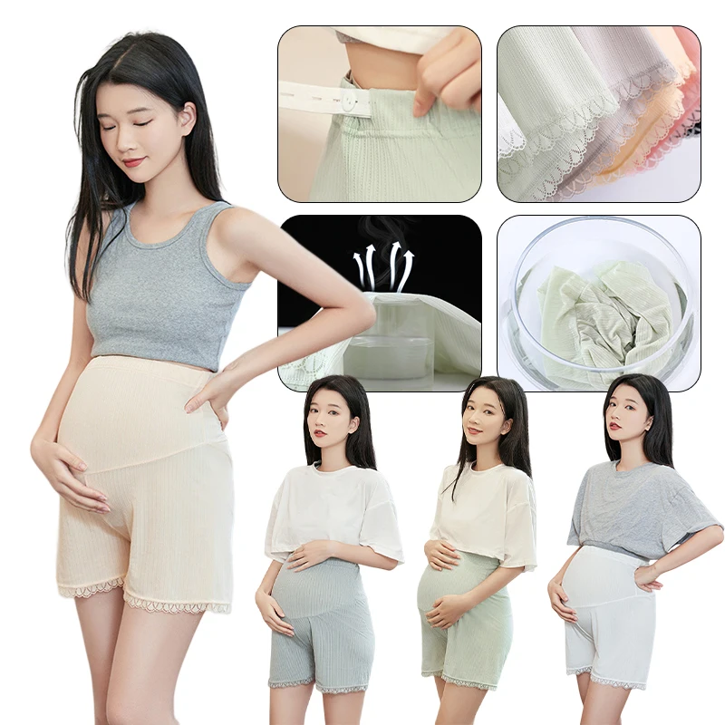 

Summer High Waist Loose Safety Shorts for Pregnant Women Plus Size Maternity Briefs Adjustable Pregnancy Underwear Pants