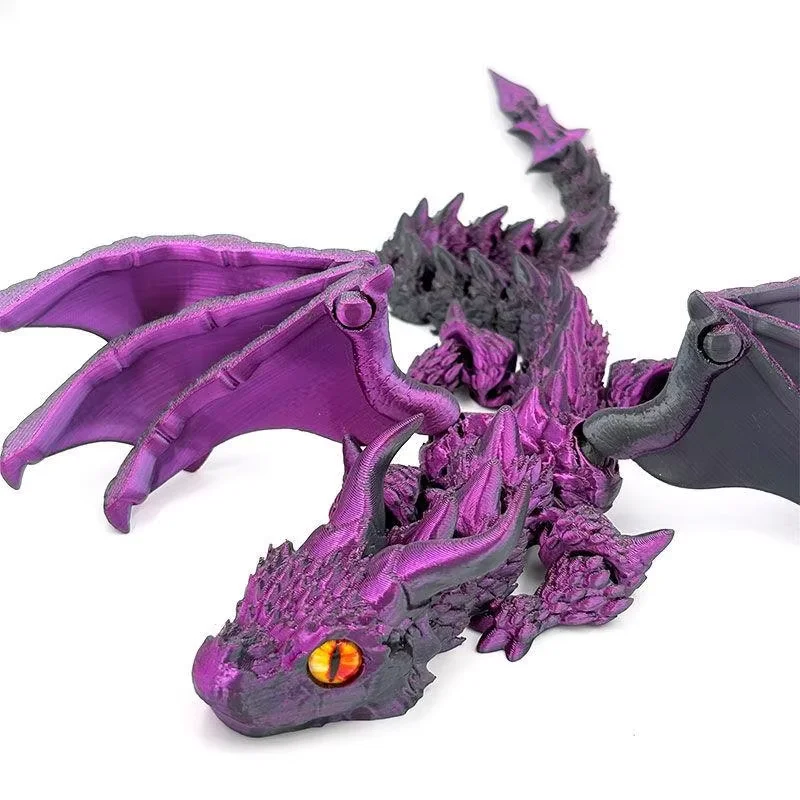 3D Printed Winged Dragon Figurine - Art Deco Resin Sculpture