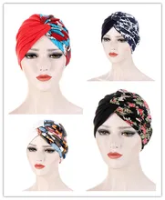 

European And American New Women Cotton Floral Print Turban Soft Touch Headwrap Cancer Headscarf Chemo Cap Head Wrap Headwrap