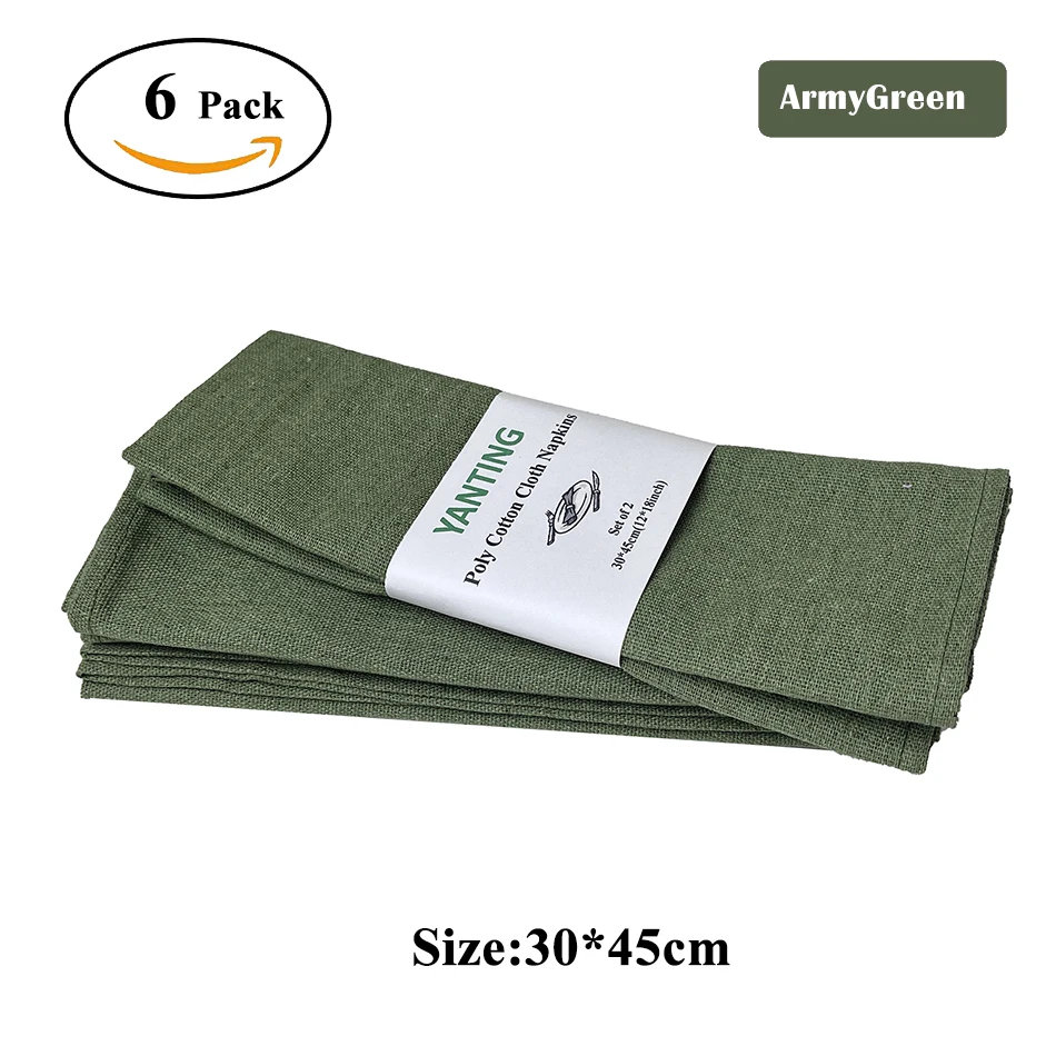 6 Pack Table Napkins Cloth Kitchen Tea Yellow Orange Color Towel for Wedding 18 X 12 Inches Durable Reusable for Family Dinners cotton napkins