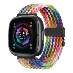 Sport Nylon Loop Bracelet - Parachute Braided Strap Replacement Band - Fitbit Sense 1 2 (Pride Edition)