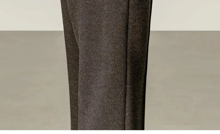 SENTUBILA Women's Wool Blend Trousers 2026 Autumn Winter Elastic Waist Side Zipper Flare Pants Casual Commute Bottoms 154K80271