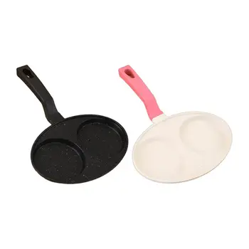 2 Hole Fried Egg Pan Long Handle Multifunctional Egg Cooker Breakfast Maker Nonstick for Crepe Pancake Steak Plett Burger