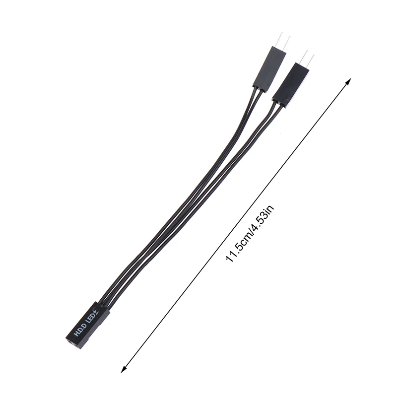 Dual Adapter Cable with Switch and LED Indicators - 10cm, 1 Female to 2 Male Splitter, 2 Pins