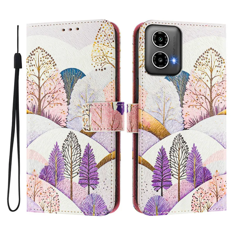 Leather Flip Wallet Phone Case - Cat & Bear Design, Magnetic Closure