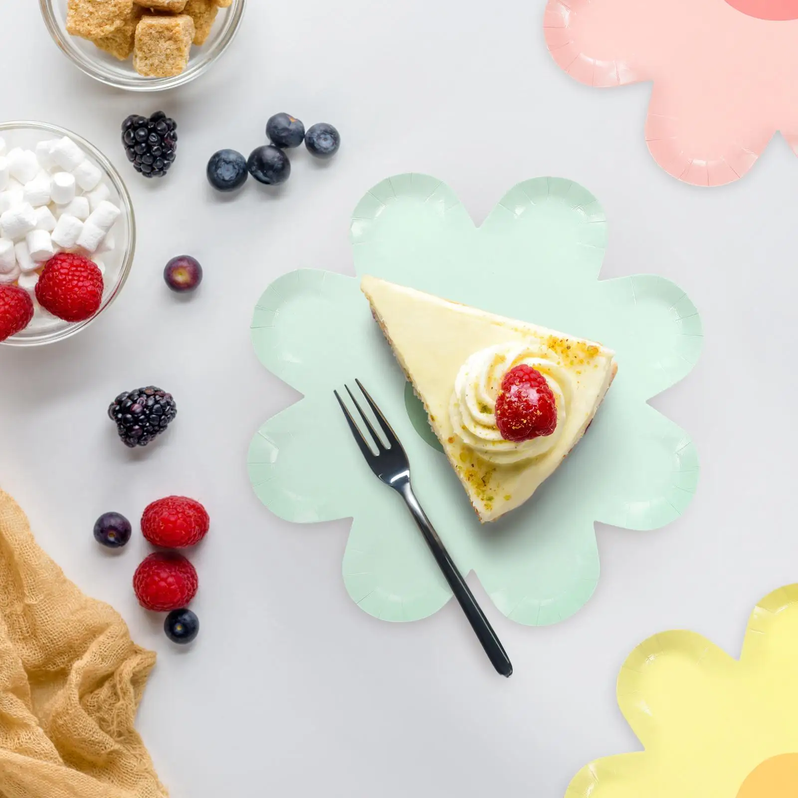 40 Pcs Flower Plate Party Paper Tableware Cake Pan Plates Holiday Dinner Festive Decorate