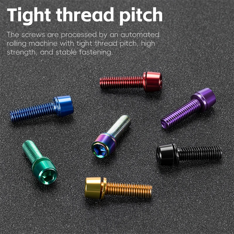 WEST BIKING 6pcs M5x18mm Bike Stem Screw Alloy Steel Hexagon Screw MTB Road Bicycle Handlebar Stems Bolts Stiffen Bike Parts
