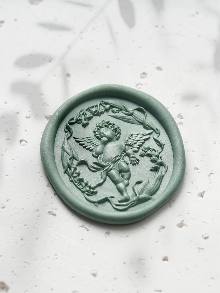 Angel Fire Seal Copper Head Multi-Layer 3d Relief Kids Diy Seal Brass Toy Invitation Letter Envelope Hand Ledge Wax Stamp