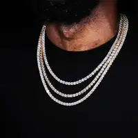 Collier à maillons de Tennis Hip Hop pour hommes et femmes, pierre CZ scintillante, bijoux à la mode, chaîne Fine de 3MM 4MM 5MM, fermoir à ressort 2