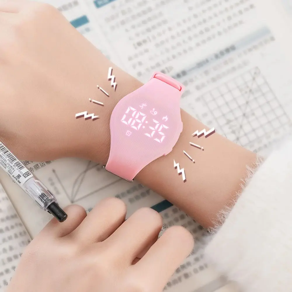 Waterproof Kids LED Digital Silicone Wristband with Vibrating Alarm and Rechargeable Battery