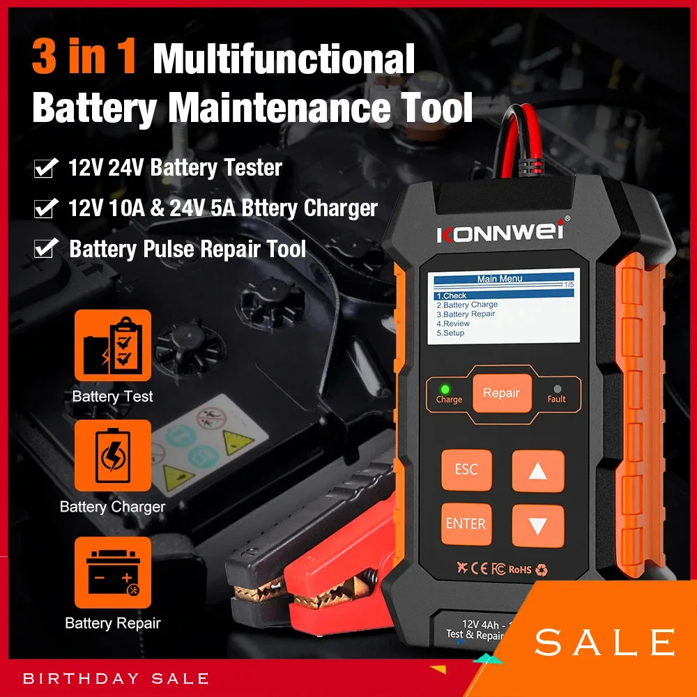 Анализатор мощности автомобильного зарядного устройства KONNWEI KW520, 12 В, 24 В, 10 А, 5 А, Pk KW510