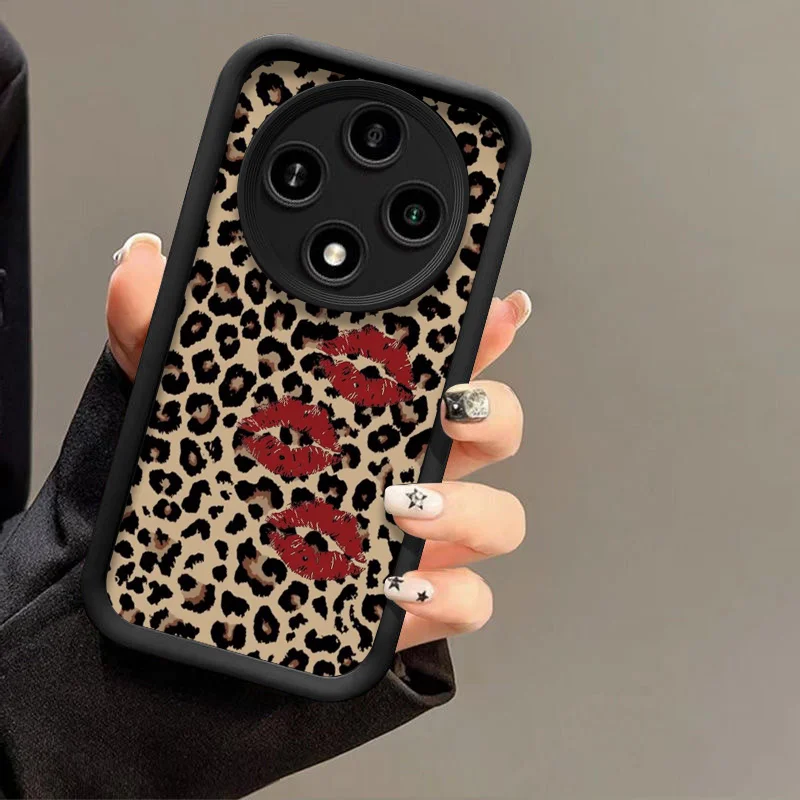 Retro Black Leopard Print Soft Silicone Phone Case Cover