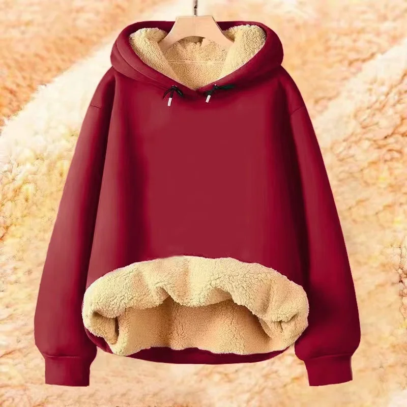 Autumn Winter Hooded Lamb Fleece Hoodie Solid Color Thick Fleece Men Women Warm Casual Versatile customized hoodies,men hoodie