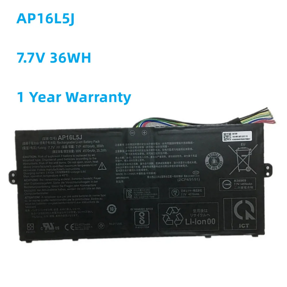 

New AP16L5J 7.7V 36Wh 4670mAh Laptop Battery For Acer Aspire Swift 5 SF514-52T Spin 1 SP111-32N 2ICP4/91/91