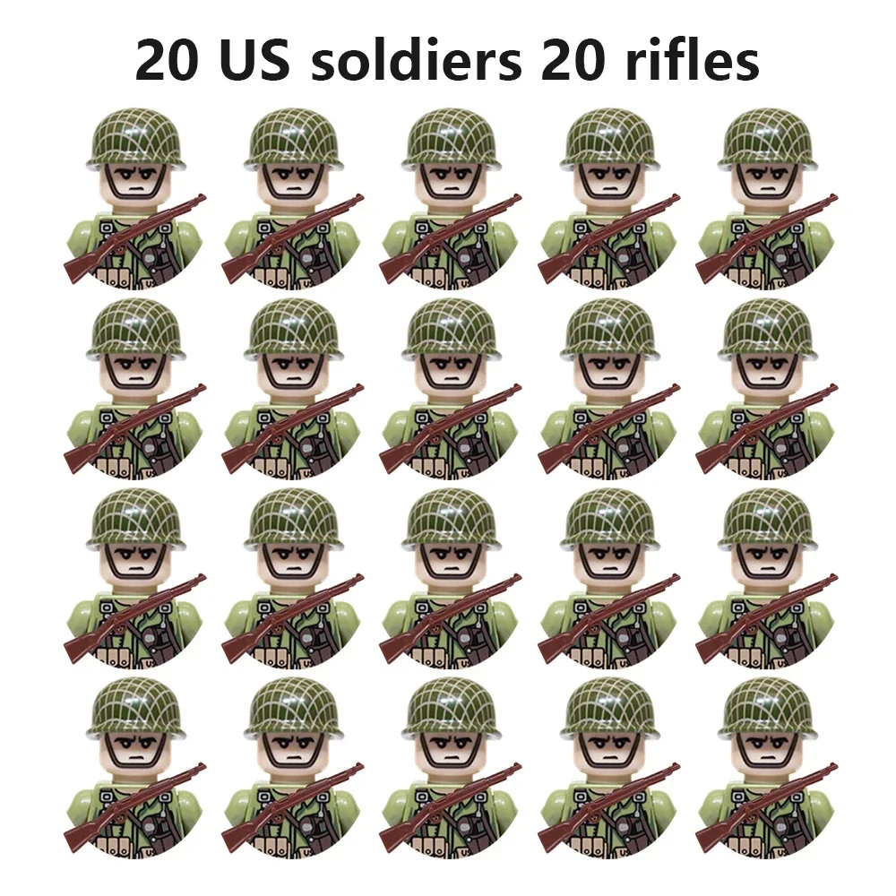 20 Bloques de Construcción de Soldados Soviéticos de la Segunda Guerra Mundial, Ladrillos del Ejército, Juguetes Pequeño