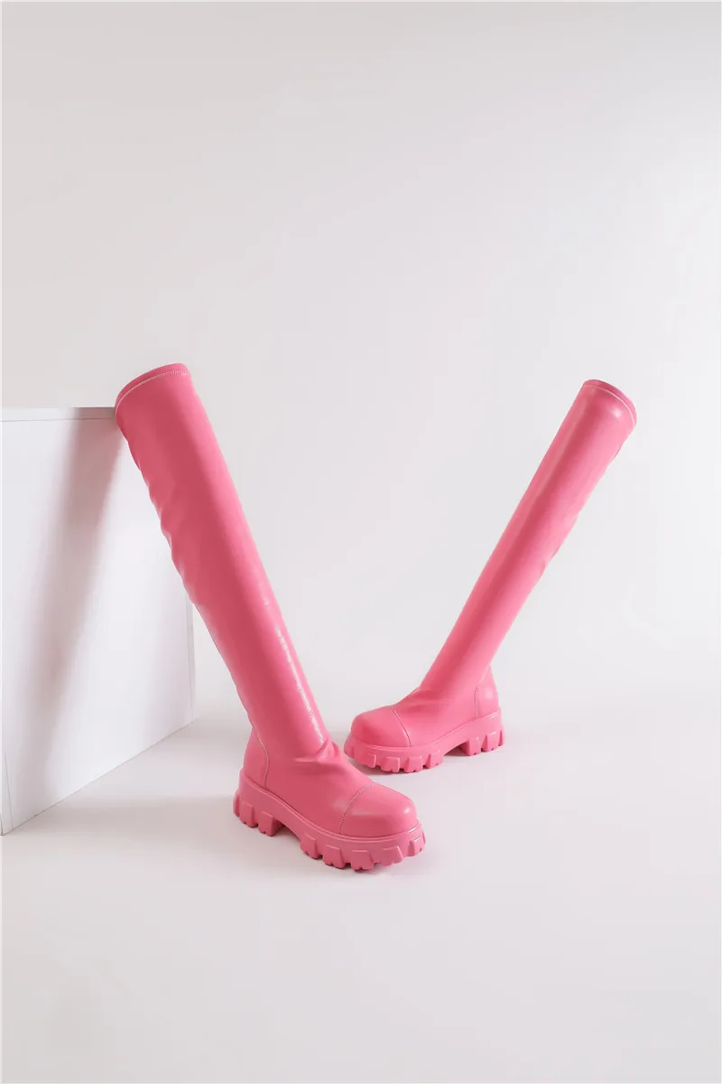 2024 Platform elastic boots women's candy color over-the-knee boots socks boots