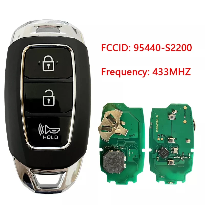 

CN020163 Replacement 3 Button Smart Key For Hyundai Santa Fe 2020 Remotes 3 433 MHz HITAG 3 Chip 95440-S2200 With Logo Keyless