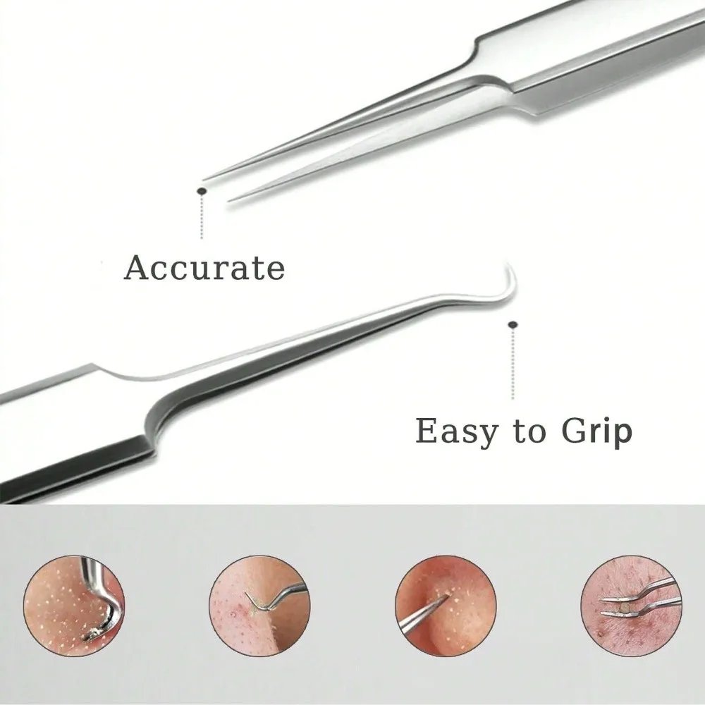 4/6pcs/set Stainless Steel Blackhead Needle Set Rose Gold Sliver Pore Cleanser Tool Facial Skin Care Acne Removal Needle
