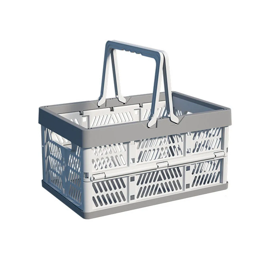 Folding Basket Outdoor Portable Picnic Box With Handle Camping Foldable Storage Plastic Box Large Supermarket Shopping Basket Folding Basket Outdoor Portable Picnic Box With Handle Camping Foldable Storage Plastic Box Large Supermarket Shopping Basket