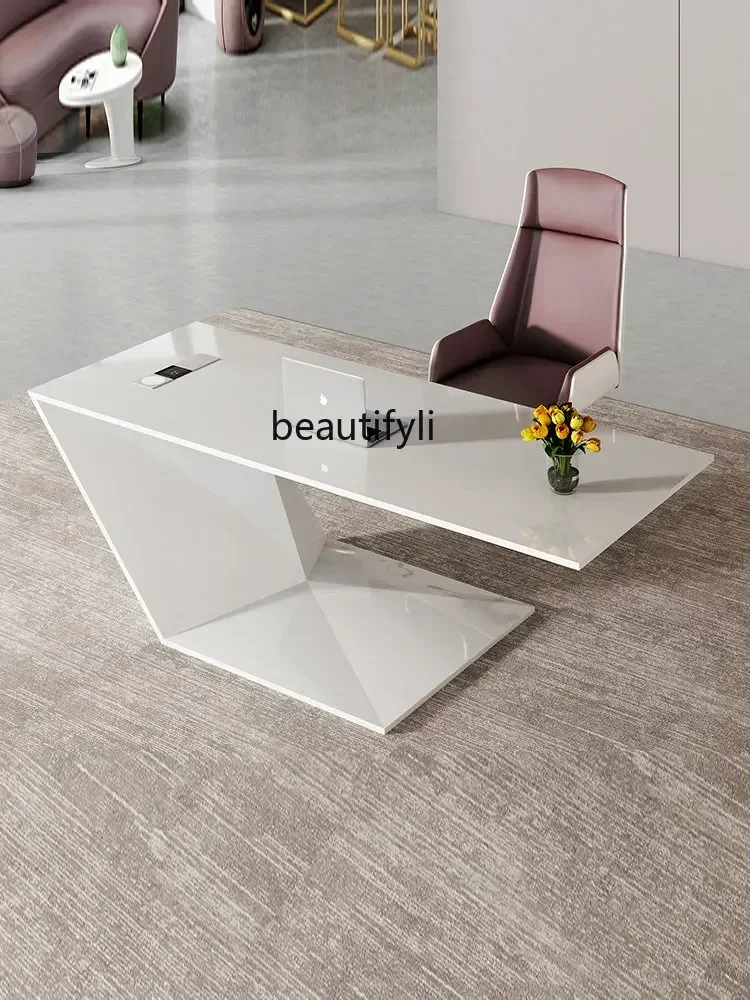 

Technology Sense Boss Simple Desk High-End Manager Desk Atmospheric Solid Wood Paint Desk