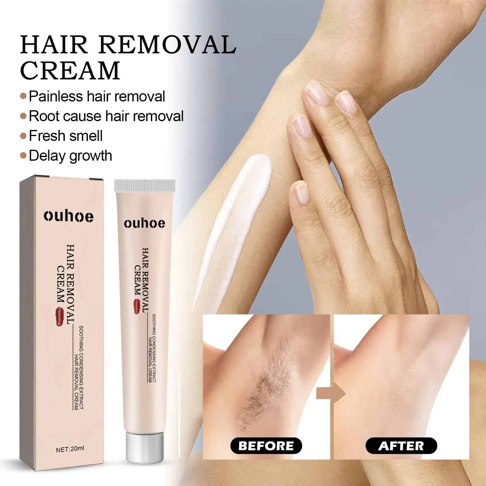 Crema depilatoria Crema depilatoria indolore per donna Uomo Pelle liscia ascelle Parti intime private Inibitore della crescita dei peli delle gambe_voghion.com