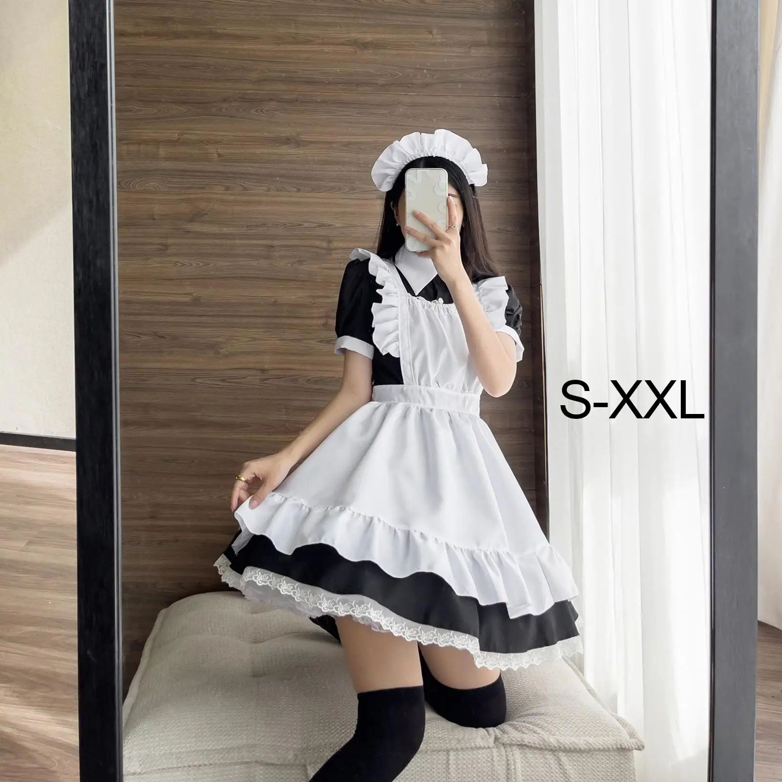 

Ladies French Maid Costume Japanese Anime Waitress Sweet with Apron Party