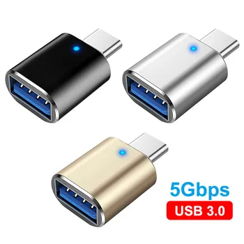 Adaptador USB 3,0 a tipo C LED OTG a USB C USB-A a Micro USB tipo C conector hembra para adaptadores HUAWEI Samsung Xiaomi POCO 1