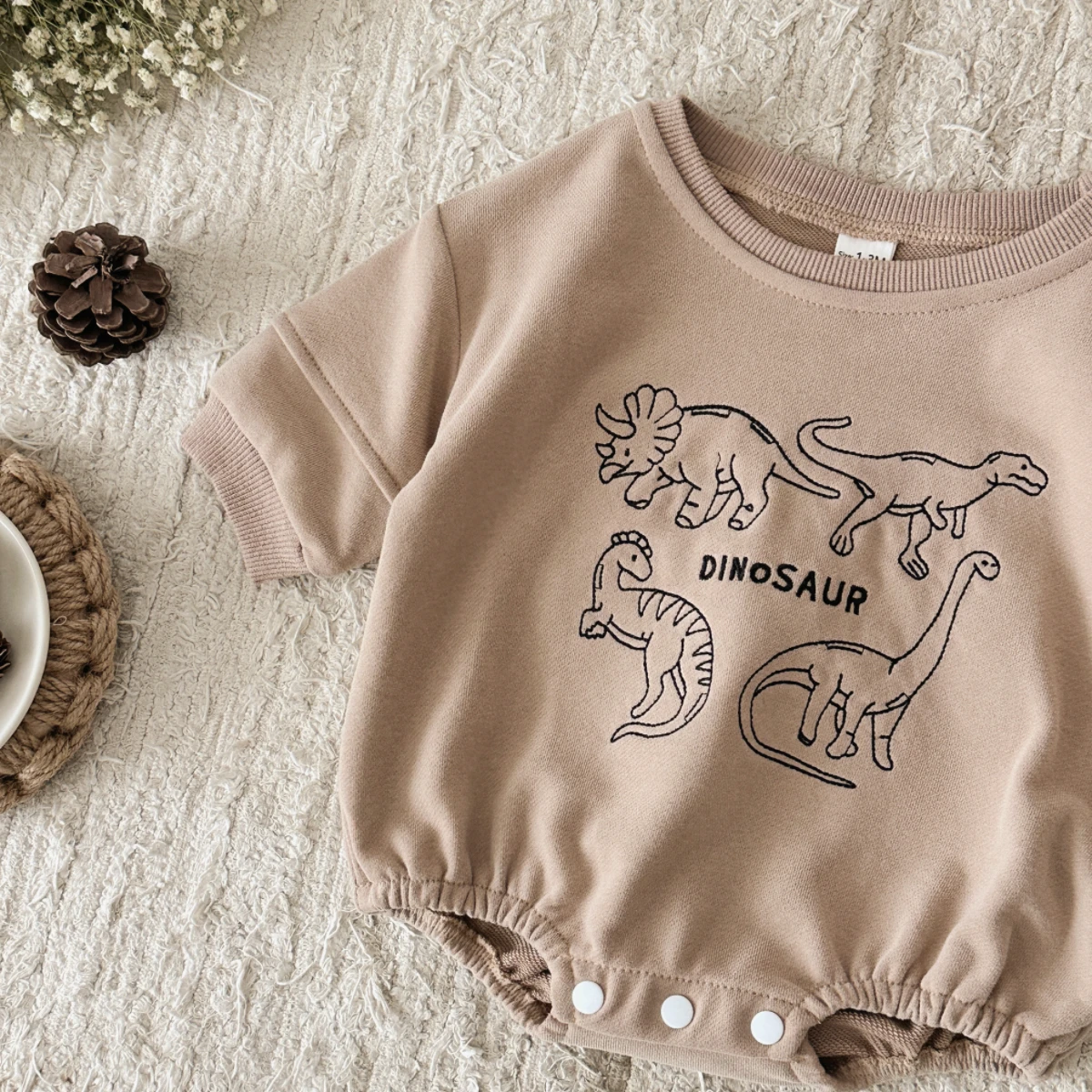 Herbst Neue Baby Lange Ärmeln Einfarbig Dinosaurier Stickerei Neugeborenen Baby Spielanzug-overall Casual Neue geboren Warme Outfits – Detail 12