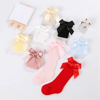 Mildsown Baby Girls Knee High Socks Soft Long Socks Thin Breathable Mesh Stockings with Bow for Infants Leg Warmers 0-3Years Old 1