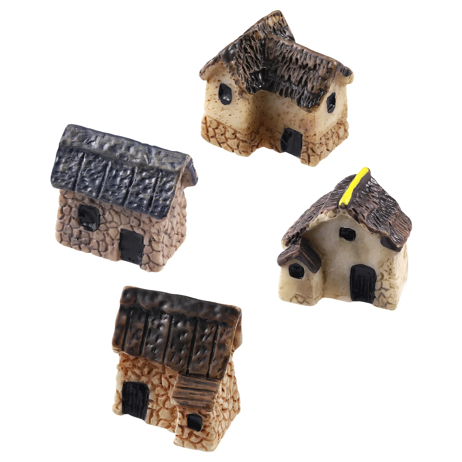 

Miniature Village Houses Micro Landscape Decoration Ornament Thatched Cottage Resin